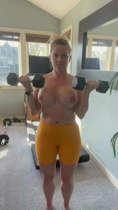 enjoying my topless workout