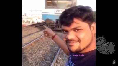 WCGW taking a selfie at front of a speeding train?