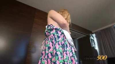 Young chubby trans getting boner only from sucking big black cock.