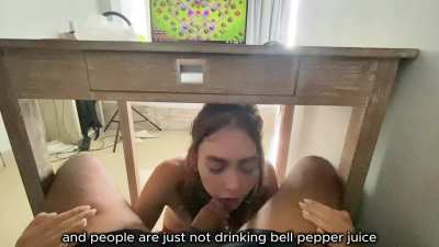 under table gaming blowjob