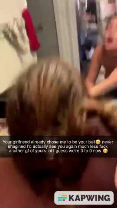 You only just confessed your cuckold kink to your gf and said you wanted to take it easy... She already found a bull who is none other than a former high-school bud you had a bet with about who could fuck each other's girlfriends.. You never managed to fu