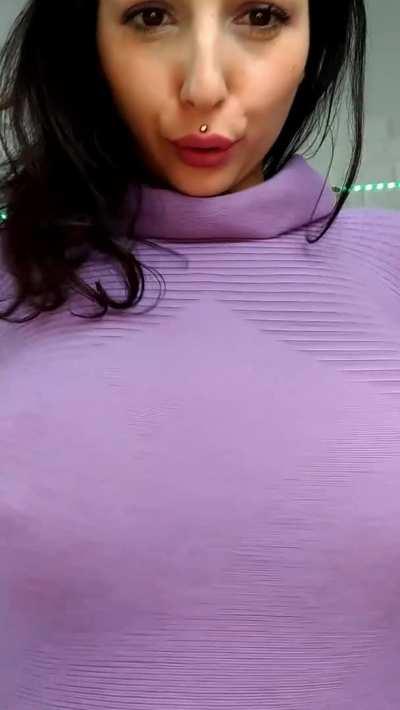 Bouncing in my tight sweater...wait till the end for a surprise (OC)