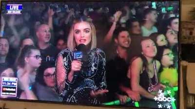 Banging on live TV at a NYE party