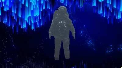 astronaut in the blue ocean