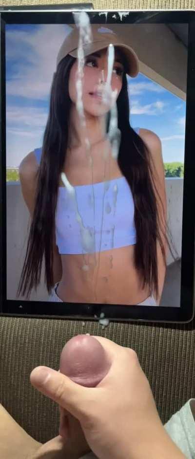 Moaning while Rachel Brockman catches my cum