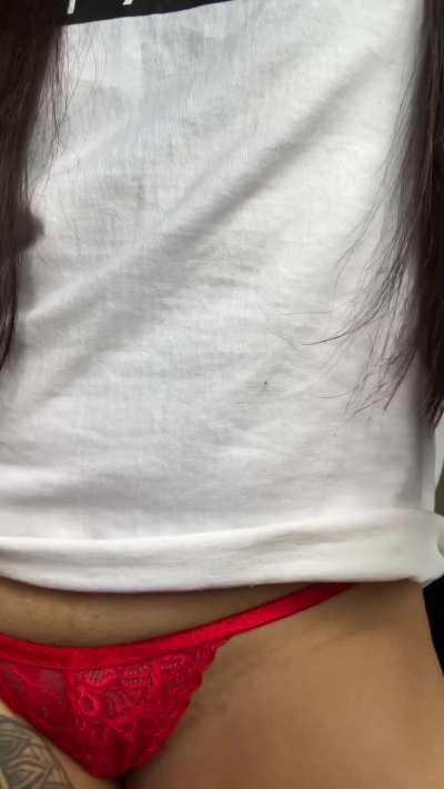 Get down on your knees, pull my thong aside and eat me!