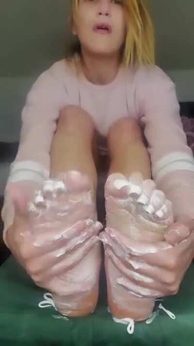 The lotion bottle exploded on my soles 🤭