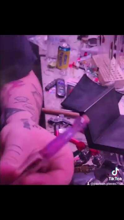 Timelapse of glass blowing.