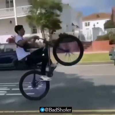 Doing wheelies into oncoming traffic.