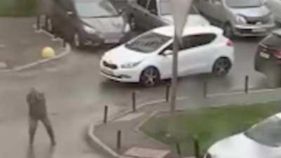 the man was blown away by the wind