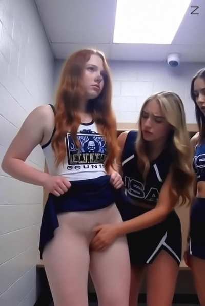 College Redhead Cheerleader Fingered by another Cheerleader