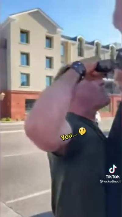 Angry guy asks someone to look into his eyes and see that he is a man.