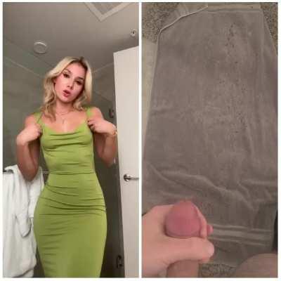 Showing off her perfect ass in a tight dress