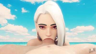 Ashe Deepthroat At The Beach (DeniseM) [Overwatch]