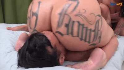 Slave refused to sniff his owners ass now she's violently forcing him to do as punishment.