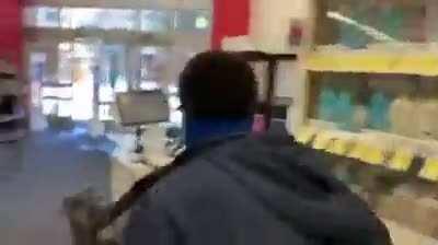 Man robs drugstore on pushbike while security guard films