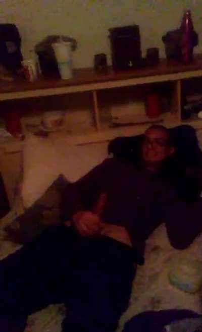 Son makes his step mom to record him jerking off