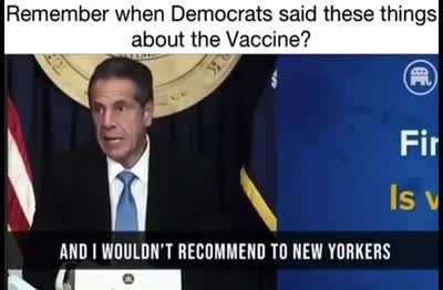 Before: You shouldn't get the vaccine nor trust the federal government because Orange Man bad! Today: Get the damn shot right now!!, or else...