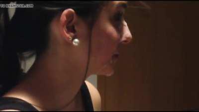 Huge facial and unhappily cleans herself up