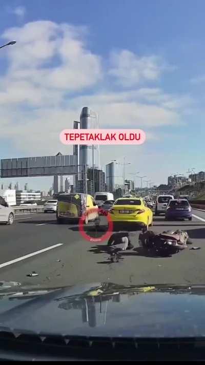 Idiot on bike, instant karma [oc]