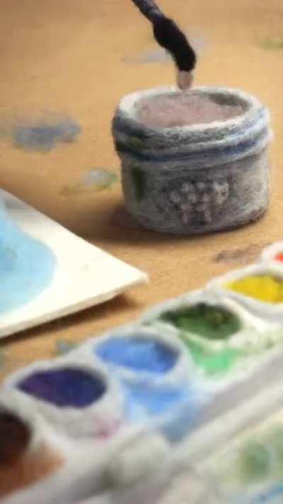 A stop motion animation made with only woolen props