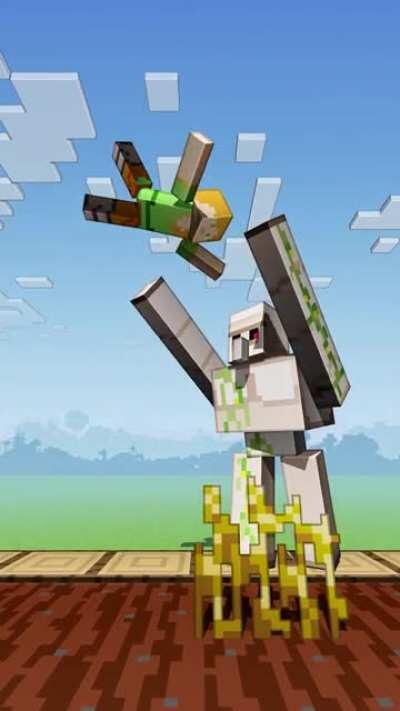 When you hit the Iron Golem...