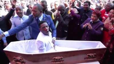 Pastor raises so-called dead man from his coffin back to life