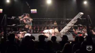 Christina Von Eerie made to lose her balance on the top rope