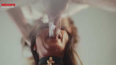 When you get sloppy while gagging on his cock