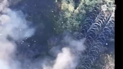 Ukrainian drone operators from the 414th Birds of Magyar brigade strike Russian position near Pokrovsk taking out a Russian soldier