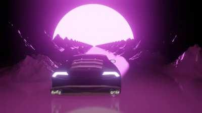 Outrun CGI Looping animation - Made in Blender