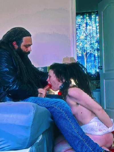 Royjack making Elizabeth Thorn talk with a mouth full of cock