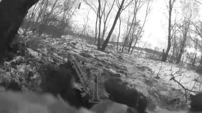 Very large North Korean assault in Kursk being repelled by 8th Reg SOF squad of Ukraine. The assault reportedly lasted for 8 hours. (Kursk / Jan 2025) 
