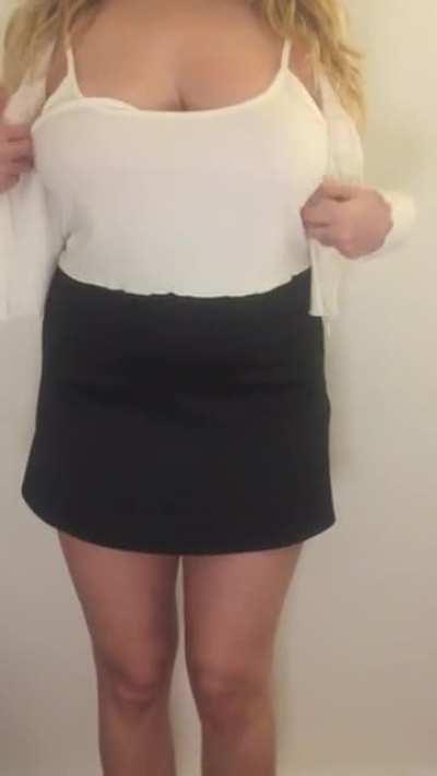 Would you play with this secretary's tits