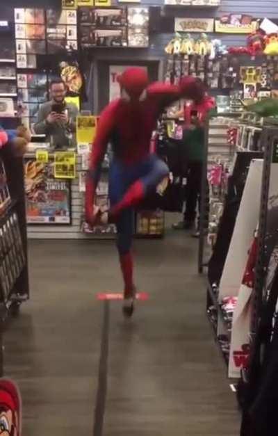 Spiderman showing every move on the book