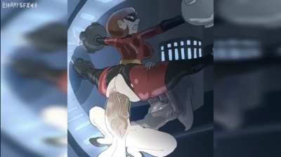 elastigirl ya no puede estirarse y tiene que soportar el enorme pene de un villano 