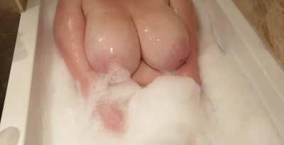 Yes you can play with my tits if you join me taking a bath