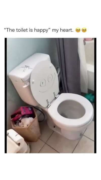 The toilet is happy.