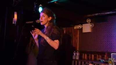 Her reaction when realizing the crowd knows her song is priceless.