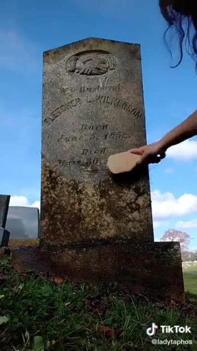 This woman on tiktok cleans headstones for free