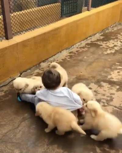 Helpless kid being overwhelmed by the forces of darkness