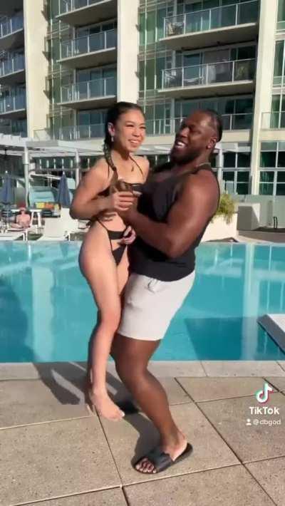 Tiny Asian girl is used as workout equipment and later pounded in the bedroom