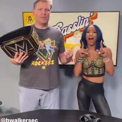 Sasha Banks promoting SummerSlam on Barstool Sports