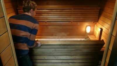 Convertible sauna with a hidden bathtub