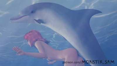 Sexy redhead fucking a dolphin (monster Sam)