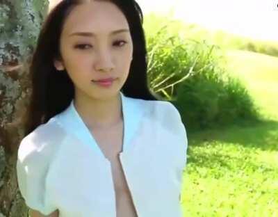 An Tsujimoto Strips Nude From Her Short Shorts and Pretty Blue Blouse
