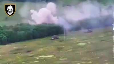 Ukrainian T-72AMT tank and BTR-4E of the 3rd Tank Brigade annihilate Russian positions at close range in the northeastern Kharkiv region. July 2025 [Published 11.07.2025]