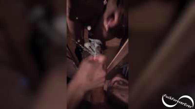 Handjob finish onto the mirror