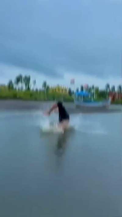 Diving into a shallow puddle