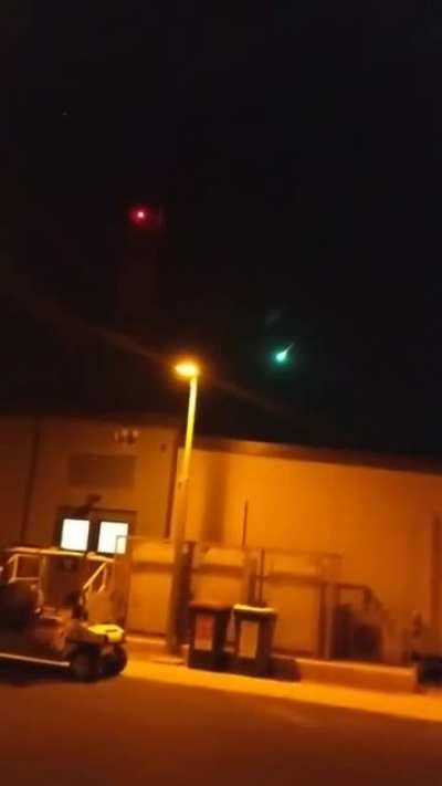 A green meteor off the coast of Australia